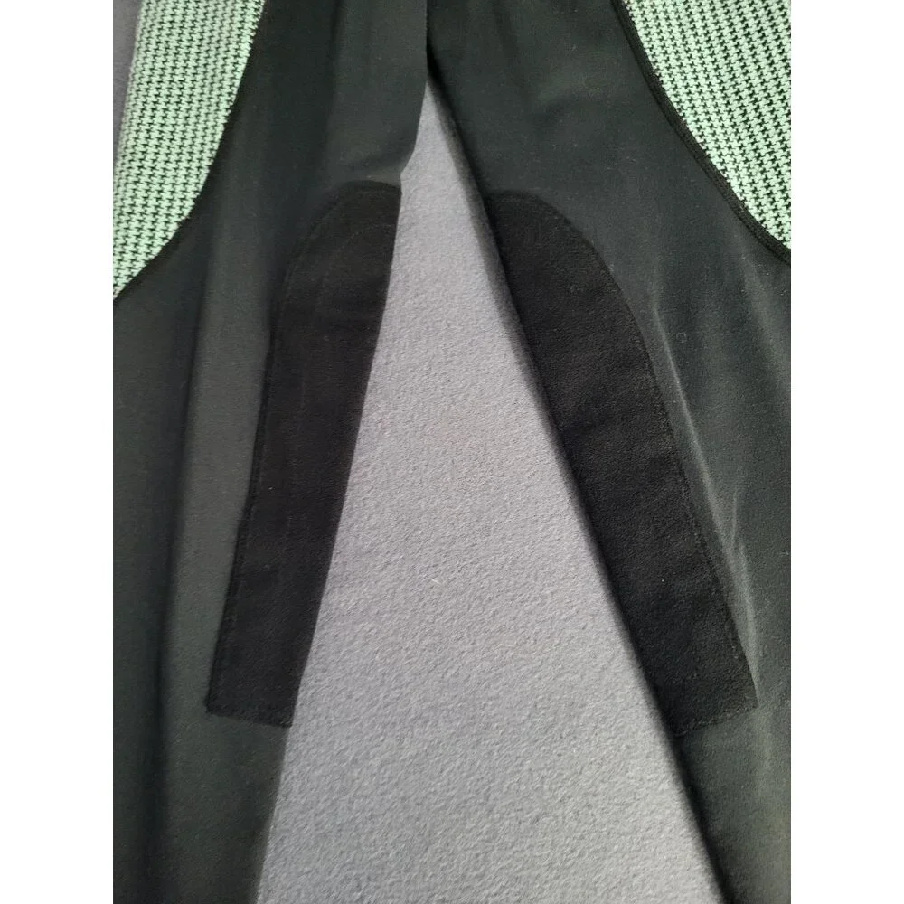 Kerrits Knee Patch Performance Tight Equestrian Pants Black Green Girl's XL